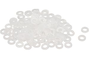 QUARKZMAN 120 Pcs Arandelas Planas, Pasacables de Nylon M4 4Mm Id 8Mm Od 1Mm de Grosor Arandela Lisa Arandelas Plástico para Juntas de Hojas de Plástico Espaciador de Sellado Anillo, Blanco
