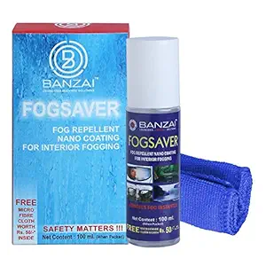 BANZAI; ENGINEERED SCIENTIFIC SOLUTIONS FOGSAVER Anti Fog Anti rain Spray for car Windshield, Helmet Visor, Water, rain Repellent Treatment, Mirror, Nano Coating - 100 ml
