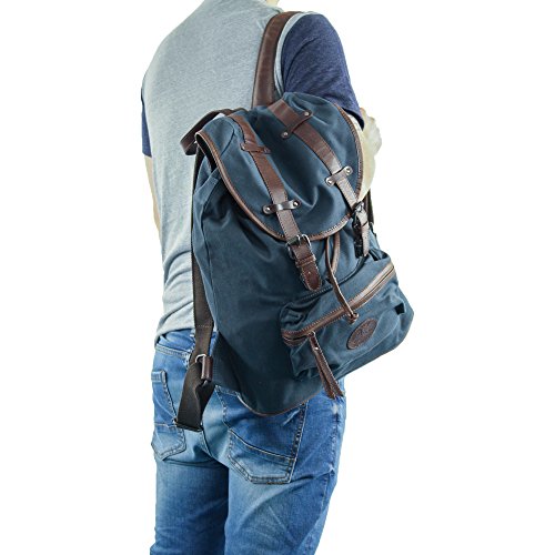 Rucksack Gusti Leder studio  Hagen  Sportrucksack Daypack City Lederrucksack Gro   Retro Canvas Braun Blau 2M64-29-17