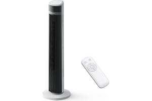 ‎PRO BREEZE Pro Breeze Turmventilator Oszillierend, 80° Oszillation, Säulenventilator mit 3 Geschwindigkeitsstufen, 45 Watt Ventilator mit Fernbedienung und 7h Timer, Ventilator 100 cm Höhe - Weiß