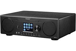 FERGUSON REGENT i450s Speaker Spotify Connect DAB+ Internet Radio CD Player Digital Home Stereo Hi-Fi Bluetooth FM 20, Dual Alarm & Remote Control AUX & USB Input (Black)