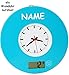 Produktbild 2 in 1: Küchenwaage & Küchenuhr - " türkis blau / Retro Design " - incl. Name - Digitalwaage - 5 kg - Uhr analog - LCD Anzeige Digital - Glaswaage / Glas - auch als Wanduhr - elektronische Waage - Küchen Deko / Standwaage Hartglas - rund / Schallplatte - 50er 70er Jahre Vintage