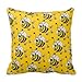 Jtartstore Cute Cartoon Yellow Bumble Bee Throw Cushions 18 x 18 inches
