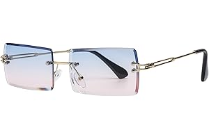 tigratigro Occhiali da sole per donna, moda antiriflesso rettangolari senza montatura Occhiali da sole quadrati