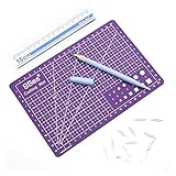 9Sea A5 Cutting Mat Set Mat y regla de corte y cuchillo de talla (Rosa)