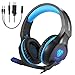 Produktbild AooLife Gaming Headset, Neueste Stereo Berufsspiel Kopfhörer Audio Musik Kopfhörer, Gaming Kopfhörer mit Mikrofon und LED-Licht für PC, Xbox One, PS4 Film Gaming Spielen Chat Musik, Schwarz-Blau