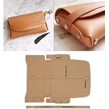 QJH Borsa a mano di grande capacà, portafoglio, borsa per carte, taccuino, carta kraft con fori Modello artigianale fatto a mano in pelle fai-da-te, regalo speciale  15