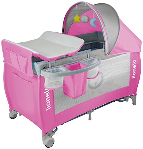 Preisvergleich Produktbild lionelo Sven Plus Reisebett, Rosa / Grau