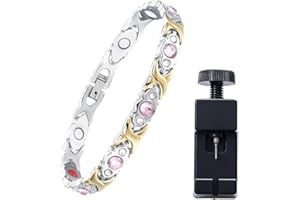 TQPUWT Pulsera magnética de Acero de Titanio de Moda, magnéticas, Pulsera de Terapia magnética Ajustables, con Herramienta de extracción, Mejora la circulación, Alivia el estrés, Multicolor