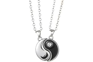 QEQSHQO Yin Yang Kettenanhänger passend für Paare Freundschaftskette Geschenk für beste Freundin Freundin
