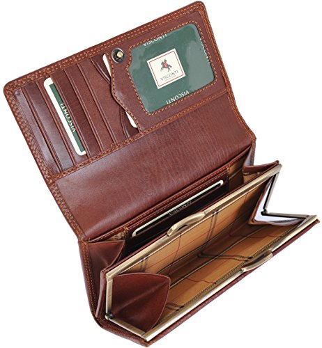 VISCONTI LUXURY MONZA BROWN LEATHER LADIES PURSE WALLET MZ12 FAB !