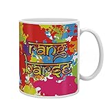 Indigifts Holi Special Rang Barse Quote Colorful Festive Holi Splash Multi Coffee Mug 330 ml - Holi Gifts, Holi Items, Return Gifts, Funky Gifts, Colorful Mug, Holi Cups, Festival Item, House Warming