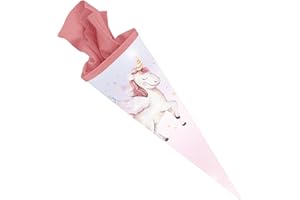 itenga Schultüte Einhorn - 70cm rund - Einschulung Schulanfang - Zuckertüte für Mädchen und Jungen