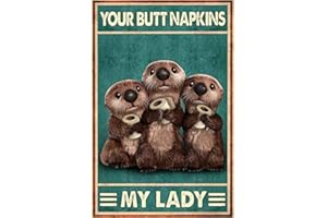 LINQWKK Plaque en métal rétro humoristique en forme de loutre avec inscription « My Lady » - Décoration murale amusante pour salle de bain, toilettes, restauration, salle de bain