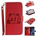 Produktbild Mo-Beauty® Galaxy S7 Edge Lederhülle Brieftasche Handy Hülle Case,3D Bär Niedlich Karikatur Muster Leder Hülle Premium Handy Gürtel Tasche Schutzhülle Hülle Case Cover Etui Schutz schutzhülle Bumper Schale Silicone für Samsung Galaxy S7 Edge + 1 x Displayschutzfolie (Rot)