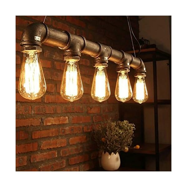 Retro Dig® Steampunk Industrial Vintage Rustic Ceiling Lighting Copper Pendant Pipe Light Chandelier Fitting + 5 E27 Edison Bulbs - Image 6