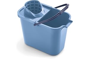 Mery | Secchio Rettangolare con strizzatore | Secchio per mocio | Polipropilene | 12L | Blu | Misure: 23x37x29 cm