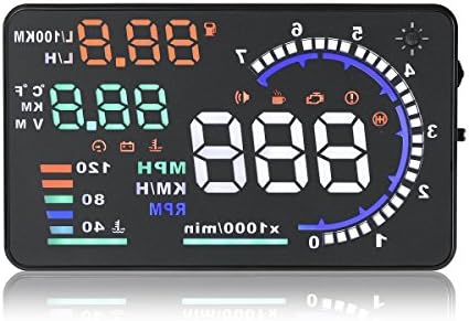 Car HUD 5.5" Large Screen Auto Car HUD Head Up Display KM/h &amp; MPH Speeding Warning Windshield Project System with OBD2 Interface Plug &amp; Play