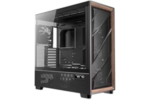 Antec Flux PRO - Estuche para juegos de PC de vidrio templado de torre completa, color negro y madera