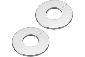HIFROM Wall Split Flange Pipe Covers Chrome, Drain Pipe Cover Pipe Snug Stainless Steel Round Escutcheon Plate for Diameter Pipe, 2Pcs Radiator Pipe Collars, Sliver (28mm)