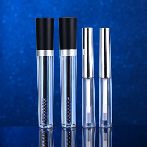 Mudder 2 Stück 7,5 ml Mascara Leerrohr Wimpertusche Rohr und 2 Stück 7 ml Leer Eyeliner Fläschchen Flasch mit Gummieinlagen - 5
