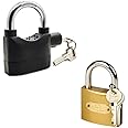 VOLO Alarm Security Lock with Motion Sensor (Black) and Iron Anti-Pick Hardened Premium Padlock (63m) for Home and Office Door.