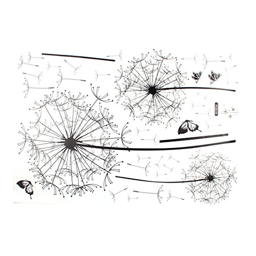 sourcingmap® Pusteblume Schmetterling Muster selbstklebend ablösbar Papier Wandtattoo, Wandbild Ornament - 3