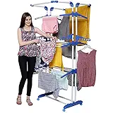 PARASNATH Prime Stainless Steel 3 Poll Clothes Drying Stand With Breaking Wheel System- Blue