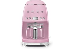 Smeg, Machine à Café Filtre DCF02PKEU, Fonction Arôme et Autostart, Carafe en Verre Jusqu'à 12 Tasses, 2 Niveaux d'Intensité, Mode Maintien au Chaud, 1050 W, Rose