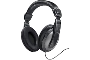 Hama słuchawki przewodowe nauszne (wtyk mini jack 3,5mm, adapter jack 6,3mm, długi przewód, kabel 2 m, stereo, wokółuszne) czarne