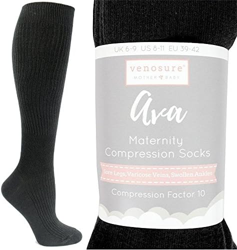 'Ava' CLASSIC Compression Socks for Women, Graduated Fit for Pregnancy - Twin Pack (6-9, Black)
