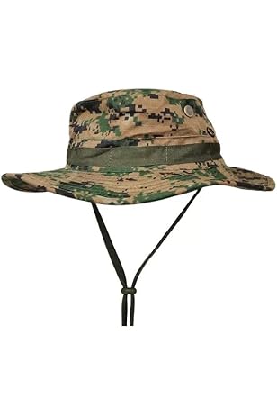 Chapeau Boonie Camouflage Feuilles 3D - Bord Large 7 Cm, Réglable 57-62 Cm Pour Chasse, Pêche, Airsoft