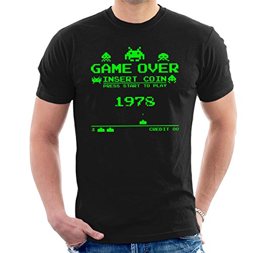 Press Start Retro Game Over Space Invaders Green Men's T-Shirt