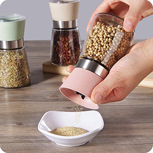 Premium Salzmühle von Zhenhui (pink) -Die perfekte Gewürzmühle,Pfeffermühle und ist auch geeignet für getrocknete Kräuter wie Chili, Nelken, Salbei, Thymian, Schnittlauch.Einstellbares Keramik-Mahlwerk und vier Farben zur Auswahl. (pink) - 3