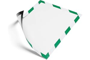 Durable 4944131 Marco informativo Duraframe Security (A4, autoadhesivo con cierre magnético) 2 piezas, verde/blanco