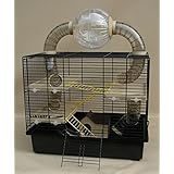 Nagerkäfig,Hamsterkäfig,Zwerghamsterkäfig, Rocky,Teddy Lux,Hamster,Maus,Nager,Käfig,Mäusekäfig incl. Röhrensystem Ball Oskar in beige in schwarzer Schale