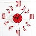 Produktbild DIY Wanduhr Musik Notation Kombination Dekoration Aufkleber Wand 3D Uhr LuckyGirls (Rot)