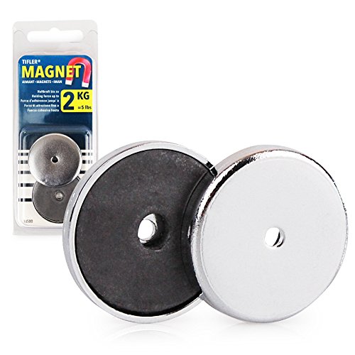 Rundmagnet 31 x 4 mm bis 2 kg, 2 Stück, Starker Magnet rund, verchromt