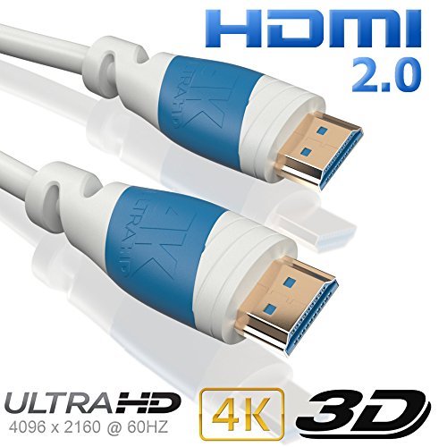 7,5m | HDMI-Kabel 2.0 a/b Weiß | 4K Ultra HD 2160p / Full HD 1080p | 3D / ARC / CEC | Ethernet | TV | PC/ Notebook | von JAMEGA - 3