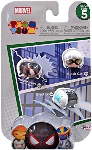 Marvel Tsum Tsum Series 5 Black Cat, Spider-Man &amp; Electro 1-Inch Minifigure 3-Pack #150, 426 &amp; 274