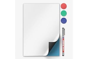 DIN A4 Magstick® Pellicola lavagna adesiva I superficie adesiva flessibile per magneti I pellicola ferrosa bianca, scrivibile, lavabile I mag_088