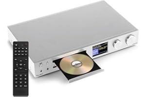 Audizio Bolzano, Internetradio WLAN, DAB Radio mit CD-Player, Spotify Player, Receiver 2x50 Watt, Bluetooth, Wecker, Fernbedienung, App-Steuerung, Toslink, Subwoofer-Anschluss, DAB+ FM, Silber