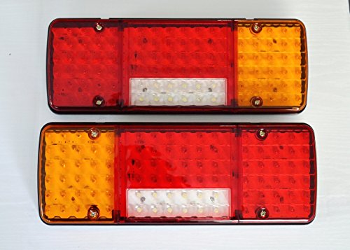Dos luces traseras LED de 12 V con cinco funciones; diseño ultrafino para camiones, remolques, chasis, coches volquete LKW, caravanas y autocaravanas.