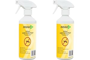 INSIGO Anti-Ameisen-Spray gegen Ameisen und deren Larven auf Wasserbasis - geruchlos Ameisen bekämpfen - 2x500ml