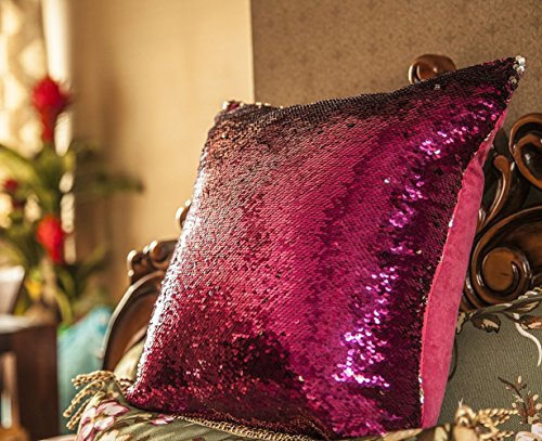 Pailletten kissen Zierkissenbezüge, Meerjungfrauen-Optik 2 stück DIKETE® wendbar zweifarbig Kissenbezug Startseite Schlafzimmer Sofakissen dekorative Home Kissenabdeckung Dekokissen Fall 40x40cm - 5