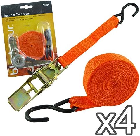 Pack of 4 - New 15 FT Ratchet Tie Down Straps - 500 lb Breaking strength - Use for load up to 150 lbs