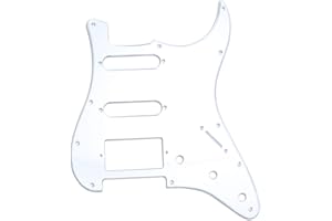 Musiclily HSS 11 Hole Guitar Strat Pickguard for Fender USA/Mexican Made Standard Stratocaster Modern Style, 1Ply Silver Mirror Acrylic