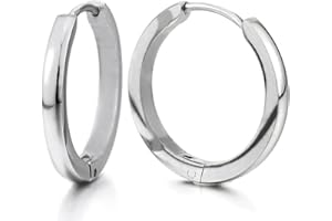 COOLSTEELANDBEYOND Paire de boucles d'oreilles créoles lisses en acier inoxydable pour homme et femme