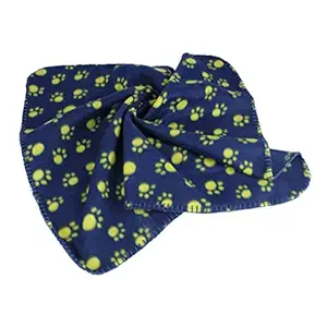 Electomania Puppy Blanket Paw Prints Pet Cushion Small Dog Cat Bed Soft Warm Sleep Mat (Blue, Medium)