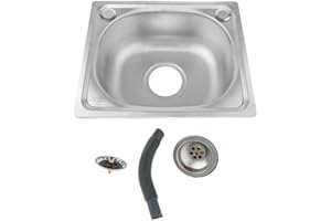 JISADER Lavabo multifonctionnel en acier inoxydable, barre de camping-car, vidange facile, évier Commercial, évier de vaisselle d'hôtel avec accessoires, 37x31cm